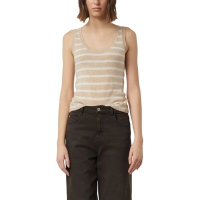 Gestreept fijn gebreid kasjmier tanktop dames COMMA Beige 40 Gestreept fijn gebreid kasjmier tanktop dames COMMA Beige 40
