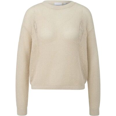 Dunne ronde hals met verfijnd opengewerkt patroon dames COMMA Beige 40 Dunne ronde hals met verfijnd opengewerkt patroon dames COMMA Beige 40