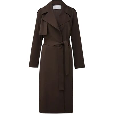 Vrouwelijke geborduurde fluid trenchcoat in twill met riem COMMA Marron S Vrouwelijke geborduurde fluid trenchcoat in twill met riem COMMA Marron S