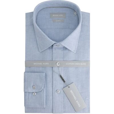 Shirt Michael Kors Cotton Linen Slim Bleu 37 Shirt Michael Kors Cotton Linen Slim Bleu 37