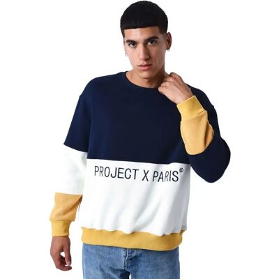 Gebreid sweatshirt met ronde hals Project X Paris Colorblock Blanc S Gebreid sweatshirt met ronde hals Project X Paris Colorblock Blanc S
