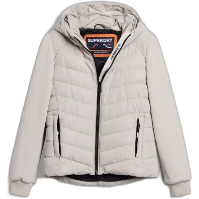 Damesjack met capuchon Superdry Storm Hybrid Beige S Damesjack met capuchon Superdry Storm Hybrid Beige S