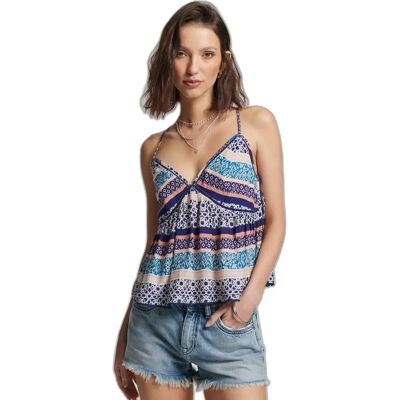 Damestop met ruches Superdry Bleu L Damestop met ruches Superdry Bleu L