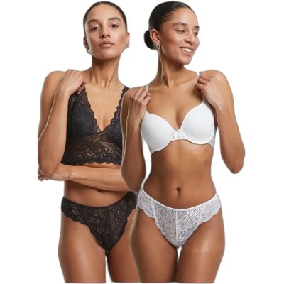 Vrouwen tangawedstrijd met kant Urban Classics (x2) Noir M Vrouwen tangawedstrijd met kant Urban Classics (x2) Noir M