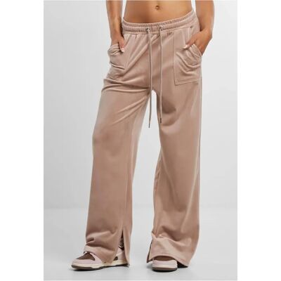 Vrouwelijke velours joggingbroek Urban Classics Rose 2XL Vrouwelijke velours joggingbroek Urban Classics Rose 2XL