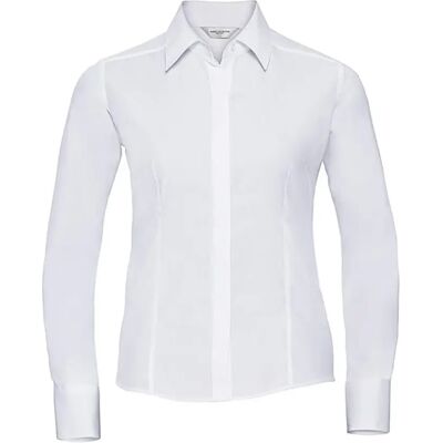 Dameshemd met lange mouwen Russell Athletic Fitted Poplin Blanc 3XL Dameshemd met lange mouwen Russell Athletic Fitted Poplin Blanc 3XL