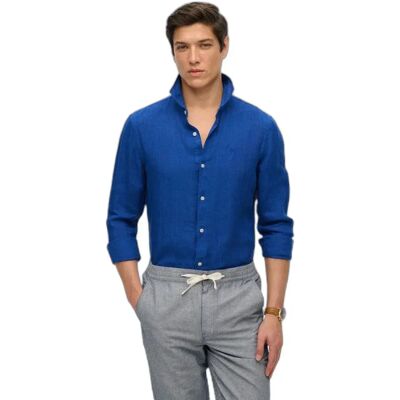 Geborduurd linnen shirt Superdry Vacation Blauw 2XL Geborduurd linnen shirt Superdry Vacation Blauw 2XL