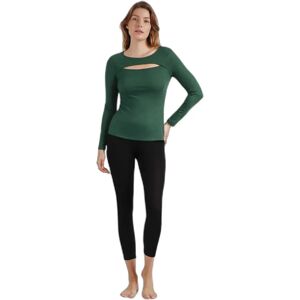 Warme lange mouwen T-shirt met geribde opening voor dames Admas Vert S Warme lange mouwen T-shirt met geribde opening voor dames Admas Vert S
