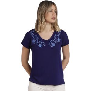 Geborduurd dames-T-shirt Admas Bleu M Geborduurd dames-T-shirt Admas Bleu M