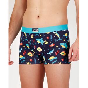 Geprinte stretch katoenen boxer Admas (x2) Bleu S Geprinte stretch katoenen boxer Admas (x2) Bleu S