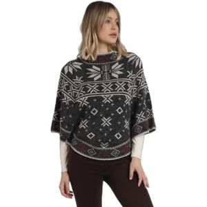 Gebreide poncho met sneeuwrand voor dames Admas Gris TU Gebreide poncho met sneeuwrand voor dames Admas Gris TU