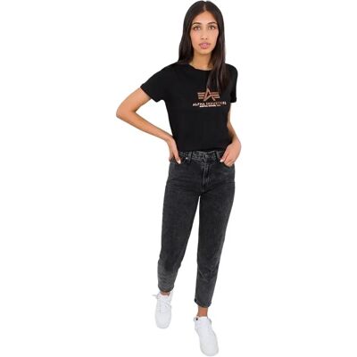 Dames-T-shirt Alpha Industries New Basic Foil Print Noir S Dames-T-shirt Alpha Industries New Basic Foil Print Noir S