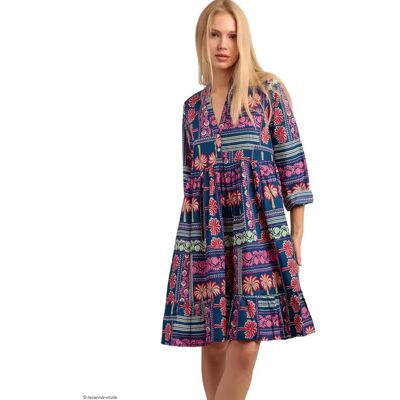 Damesjurk Admas Funny Palms Bleu S Damesjurk Admas Funny Palms Bleu S