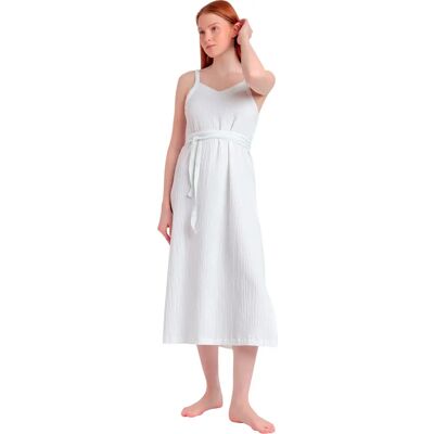 Midi-jurk met fijne bandjes dames Admas Linen Style Blanc M Midi-jurk met fijne bandjes dames Admas Linen Style Blanc M