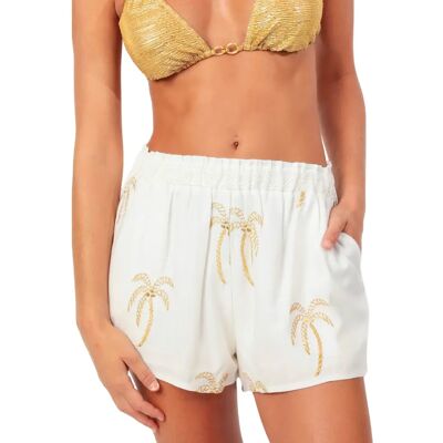 Damesshort Admas Golden Palms Blanc L Damesshort Admas Golden Palms Blanc L