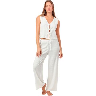 Set van broek en top voor vrouwen Admas Halter Style Blanc L Set van broek en top voor vrouwen Admas Halter Style Blanc L