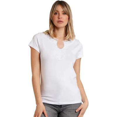 T-shirt dames Admas Guipur Blanc XL T-shirt dames Admas Guipur Blanc XL
