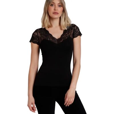 T-shirt met kant voor dames Admas Puntilla Noir S T-shirt met kant voor dames Admas Puntilla Noir S