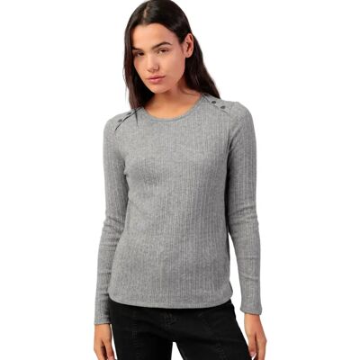 Dames top Admas Botones Melange Gris L Dames top Admas Botones Melange Gris L