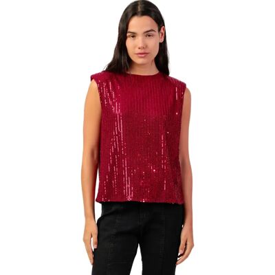 Damestanktop Admas Sequins Rouge L Damestanktop Admas Sequins Rouge L