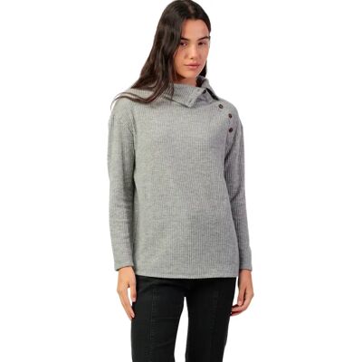 Dames Col Montant Met Knopen Admas Neck Buttons Gris S Dames Col Montant Met Knopen Admas Neck Buttons Gris S