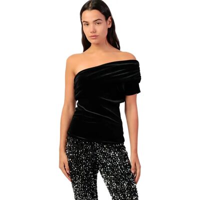 Top asymmetrisch dames Admas Velour And Lace Noir S Top asymmetrisch dames Admas Velour And Lace Noir S
