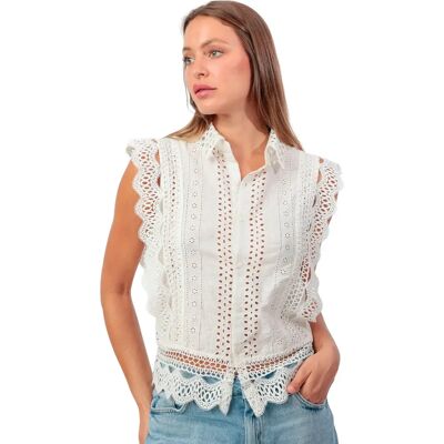 Mouwloze blouse voor dames Admas Royal Blanc L Mouwloze blouse voor dames Admas Royal Blanc L