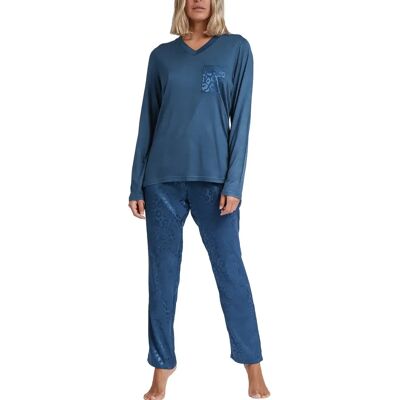 Damespyjama's Admas Satin Leopard Bleu 2XL Damespyjama's Admas Satin Leopard Bleu 2XL