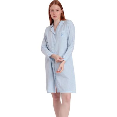 Nachtjapon met lange mouwen dames Admas Stripes Home Bleu L Nachtjapon met lange mouwen dames Admas Stripes Home Bleu L