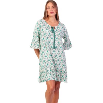 Nachtjapon met halflange mouwen voor dames Admas Palm Mosaic Vert XL Nachtjapon met halflange mouwen voor dames Admas Palm Mosaic Vert XL