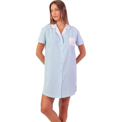 Korte mouw nachthemd dames Admas Stripes Home Bleu M Korte mouw nachthemd dames Admas Stripes Home Bleu M