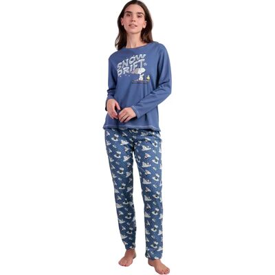 Pyjama met lange mouwen en katoen broek voor vrouwen Admas Snow Drift Peanuts Bleu S Pyjama met lange mouwen en katoen broek voor vrouwen Admas Snow Drift Peanuts Bleu S