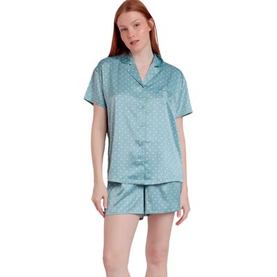 Pyjama shirt en satijnen short dames Admas Dots Lace Vert L Pyjama shirt en satijnen short dames Admas Dots Lace Vert L