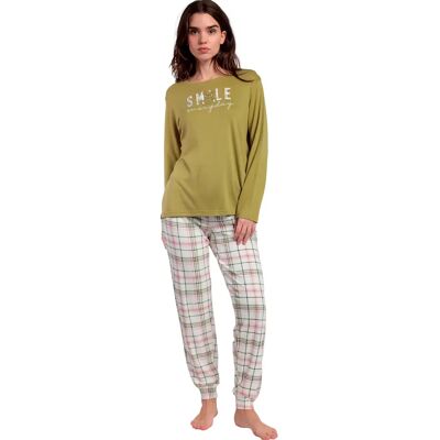 Pyjama met lange mouwen en broek voor dames Admas Smile Everyday Vert S Pyjama met lange mouwen en broek voor dames Admas Smile Everyday Vert S
