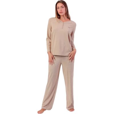 Pyjama met lange mouwen en broek voor dames Admas Supersoft Marron L Pyjama met lange mouwen en broek voor dames Admas Supersoft Marron L