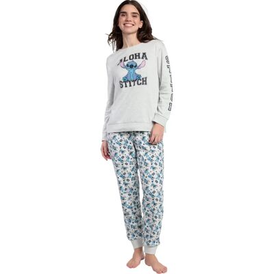 Pyjama met lange mouwen en broek voor dames Admas Aloha Stitch Disney Gris L Pyjama met lange mouwen en broek voor dames Admas Aloha Stitch Disney Gris L