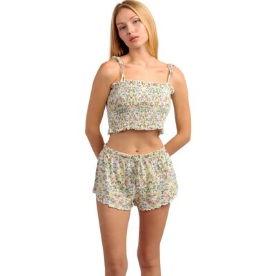 Kort caraco pyjama en short voor dames Admas Garden Jaune M Kort caraco pyjama en short voor dames Admas Garden Jaune M