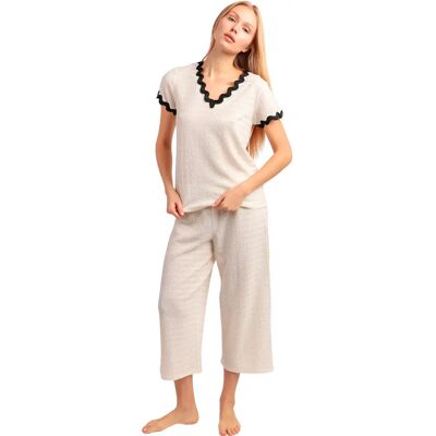 Pyjama t-shirt en palazzo broek dames Admas Luxe Blanc 2XL Pyjama t-shirt en palazzo broek dames Admas Luxe Blanc 2XL