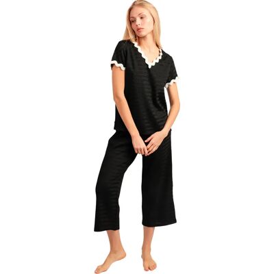 Pyjama t-shirt en palazzo broek dames Admas Luxe Noir S Pyjama t-shirt en palazzo broek dames Admas Luxe Noir S