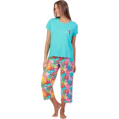 Pyjama t-shirt en palazzo broek dames Admas Tropical Summer Bleu L Pyjama t-shirt en palazzo broek dames Admas Tropical Summer Bleu L