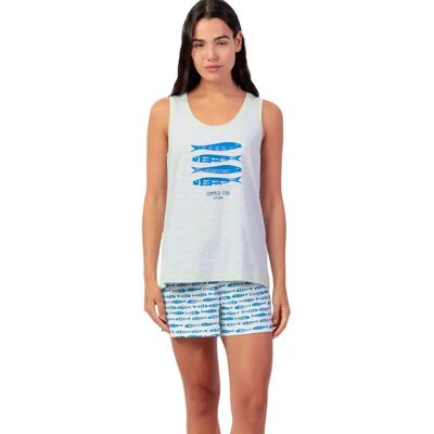 Damespyjama's Admas Fishing Gris M Damespyjama's Admas Fishing Gris M