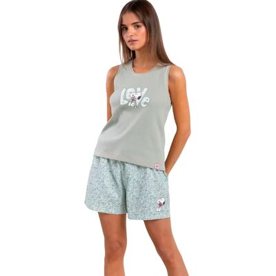 Damespyjama's Admas Love Peanuts Vert XL Damespyjama's Admas Love Peanuts Vert XL
