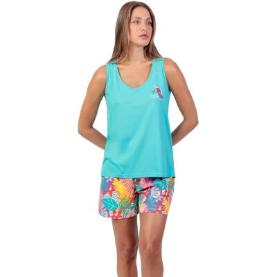 Damespyjama's Admas Tropical Summer Turquoise XL Damespyjama's Admas Tropical Summer Turquoise XL