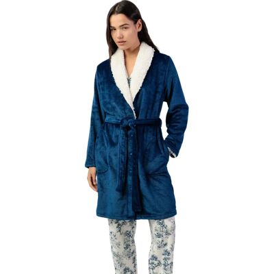 Vrouwen kamerjas Admas Luxury Leaves Bleu 2XL Vrouwen kamerjas Admas Luxury Leaves Bleu 2XL