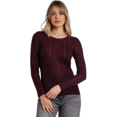 Geribd dames-T-shirt met lange mouwen Admas Rouge M Geribd dames-T-shirt met lange mouwen Admas Rouge M