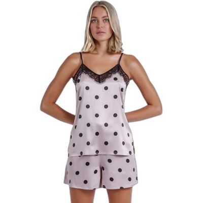 Elegante stippenpyjama met schouderbandjes voor dames Admas Classic Beige 2XL Elegante stippenpyjama met schouderbandjes voor dames Admas Classic Beige 2XL