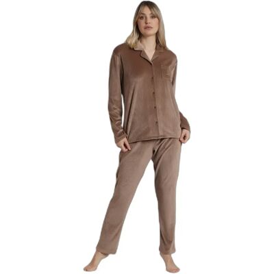 Gestreepte lange mouwen open pyjama voor dames Admas Classic Relax Home Marron S Gestreepte lange mouwen open pyjama voor dames Admas Classic Relax Home Marron S