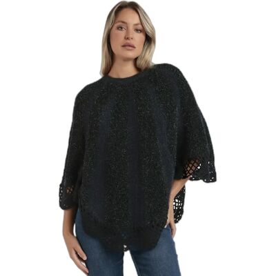 Gebreide poncho voor dames Admas Liso Romantic Noir TU Gebreide poncho voor dames Admas Liso Romantic Noir TU