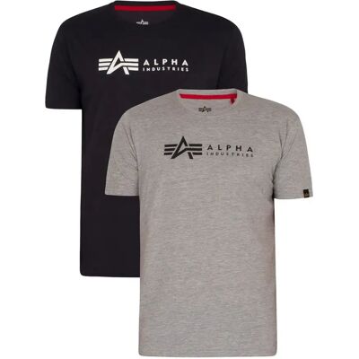 T-shirt Alpha Industries Label T 2 Pack Gris M T-shirt Alpha Industries Label T 2 Pack Gris M