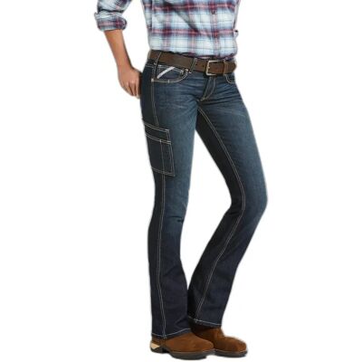Damesjeans met half wijduitlopende pijpen Ariat Rebar DuraStretch Bleu 34xS Damesjeans met half wijduitlopende pijpen Ariat Rebar DuraStretch Bleu 34xS